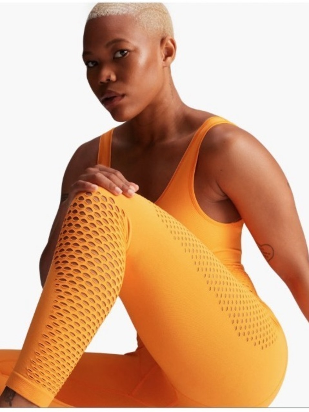 Adidas by Stella McCartney TrueStrength Knit Gym Jumpsuit One Piece Orange Sz M